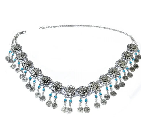 Ethnique gitane couleur métal ceinture corps chaînes Boho indien Sexy pièce gland perlé pierre danse du ventre taille chaîne tu Tribal bijoux