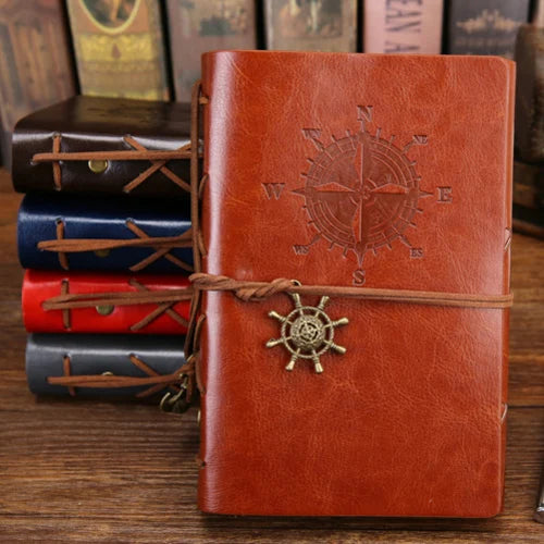Carnet de notes rétro à spirale, bloc-notes Vintage avec ancres de Pirate, carnet de notes en cuir PU, papeterie remplaçable, cadeau, Journal de voyage