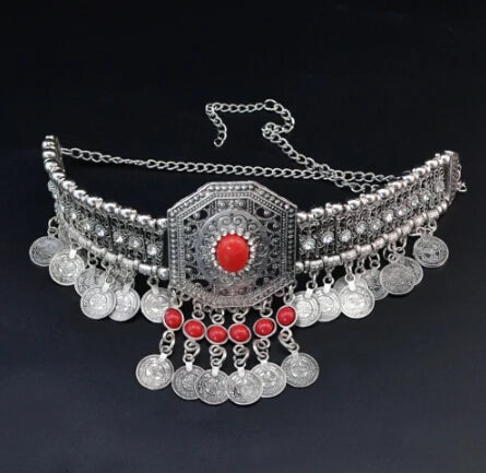 Ethnique gitane couleur métal ceinture corps chaînes Boho indien Sexy pièce gland perlé pierre danse du ventre taille chaîne tu Tribal bijoux