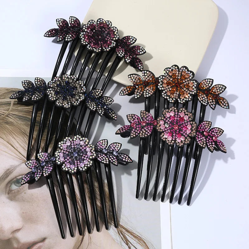 Peignes à fleurs en cristal strass, épingles à cheveux Vintage, coiffure de mariée, accessoires pour cheveux pour femmes, couvre-chef en disque