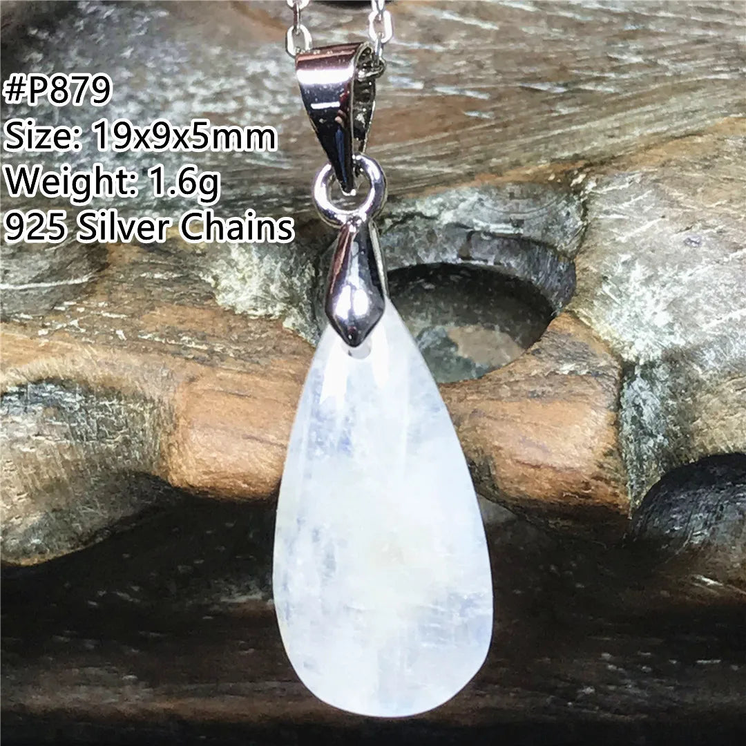 Pendentif en pierre de lune naturelle pour femme et homme, bijoux en argent 925, perles de pierre bleue claire, cristal, cadeau d'amour, Uto AAA