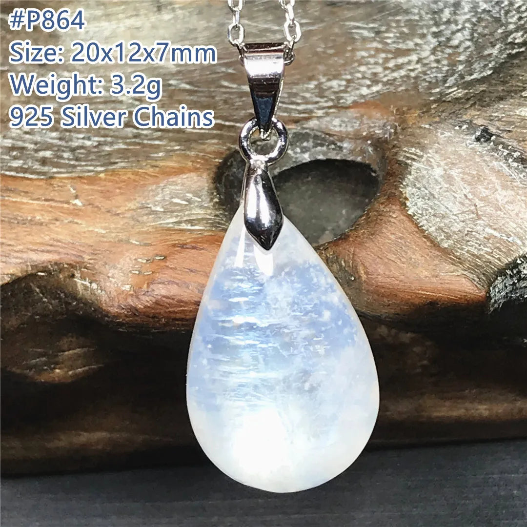 Pendentif en pierre de lune naturelle pour femme et homme, bijoux en argent 925, perles de pierre bleue claire, cristal, cadeau d'amour, Uto AAA