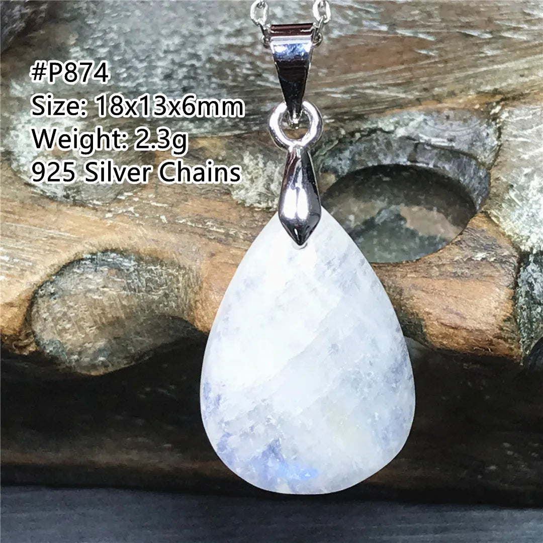 Pendentif en pierre de lune naturelle pour femme et homme, bijoux en argent 925, perles de pierre bleue claire, cristal, cadeau d'amour, Uto AAA