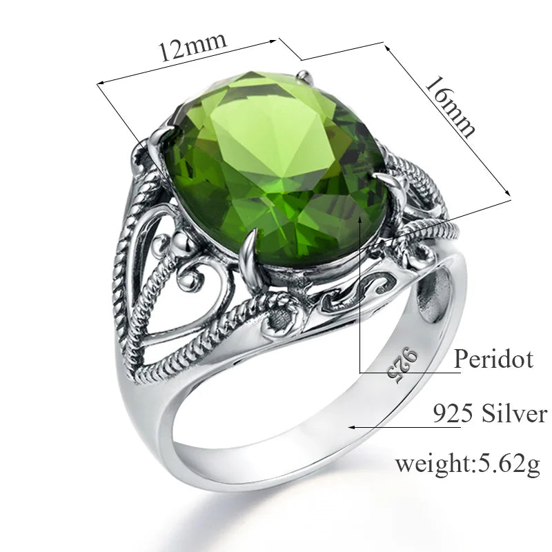 Bohemian 925 Silver Ring Round Blue Topaz Gemstone Crystal Prong Setting Sterling Silver Jewelry Rings Women
