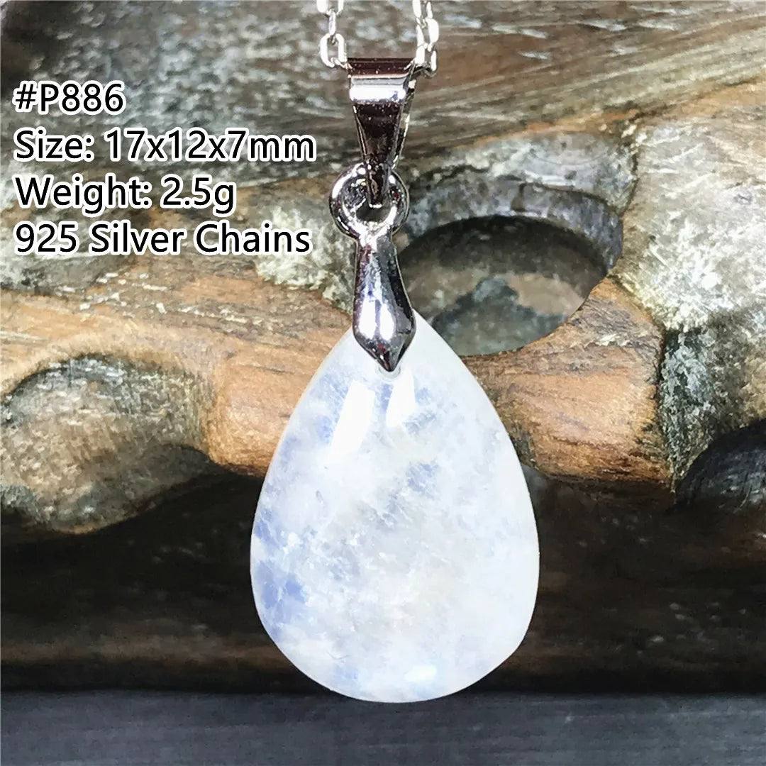 Pendentif en pierre de lune naturelle pour femme et homme, bijoux en argent 925, perles de pierre bleue claire, cristal, cadeau d'amour, Uto AAA