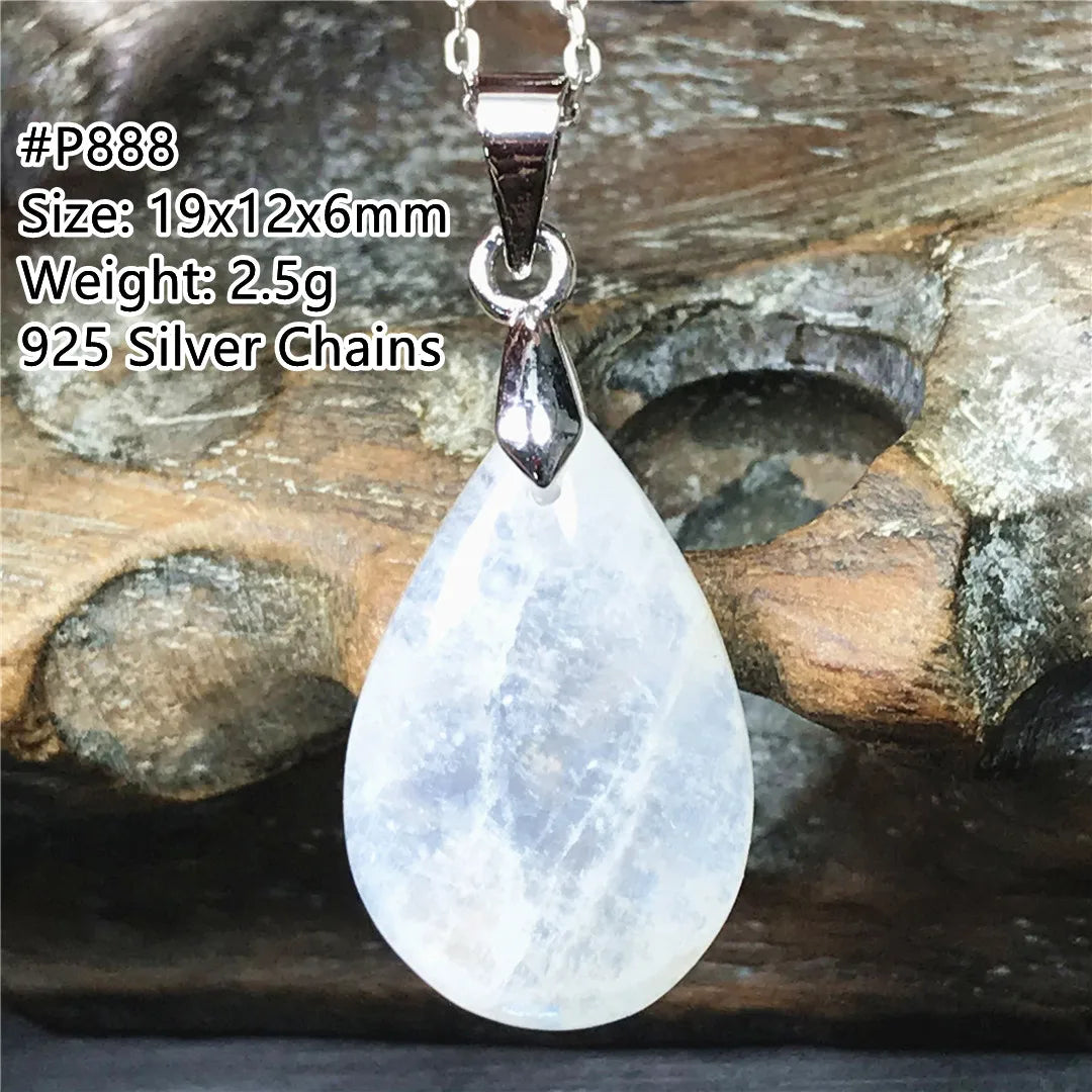 Pendentif en pierre de lune naturelle pour femme et homme, bijoux en argent 925, perles de pierre bleue claire, cristal, cadeau d'amour, Uto AAA