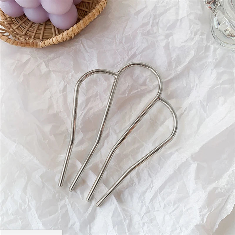 Épingle à cheveux en forme de 03/U pour femme, fermoir à cheveux en alliage féminin, accessoires pour chignon rétro français, perle élégante, peignes à fleurs, cadeau