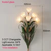 Artistic Flower Shaped LED Wall Light with Frosted Glass Shade Decorative Style for Living Room Background Iron Lamp Body