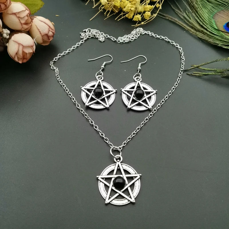 Collier pentagramme surnaturel pour femmes, rétro, pendentif noir, accessoires de bijouterie à la mode