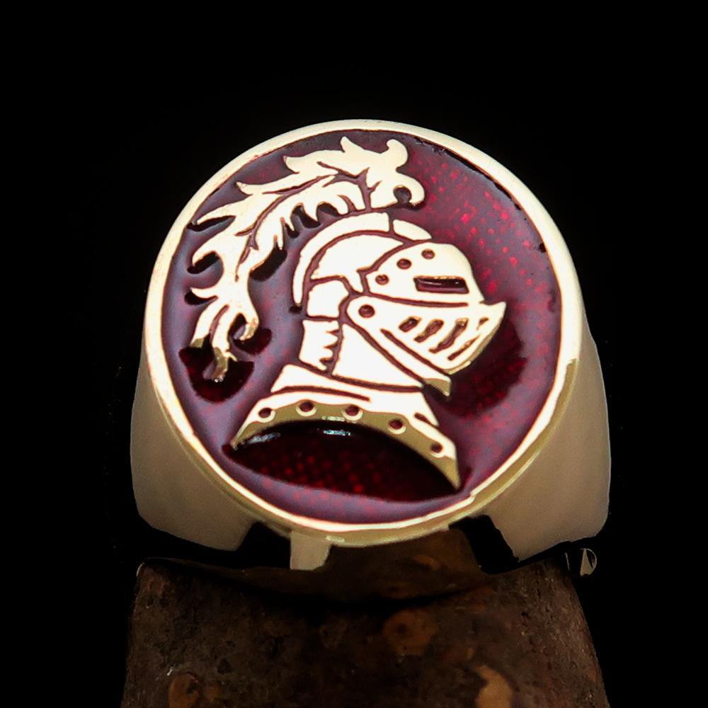 Perfectly crafted Men's Medieval Ring Brave Knight Red - Solid Brass