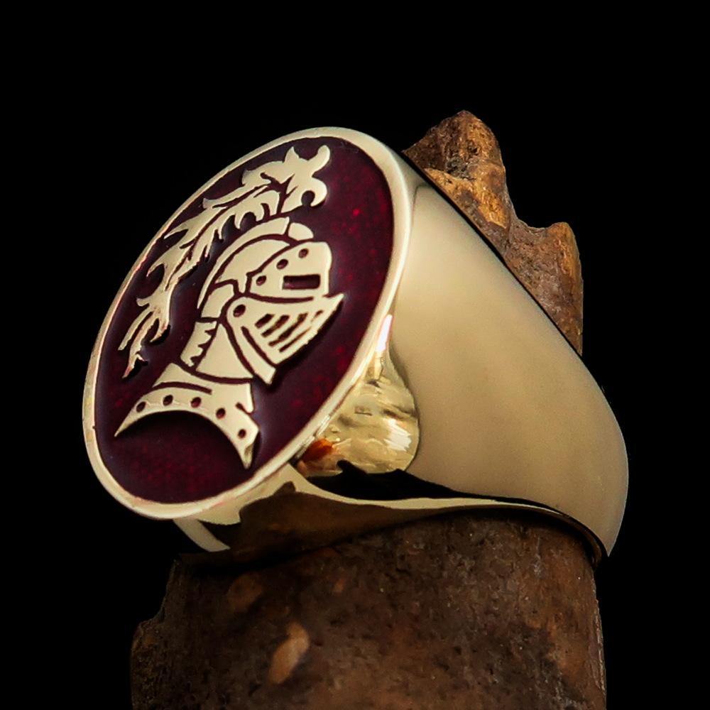Perfectly crafted Men's Medieval Ring Brave Knight Red - Solid Brass