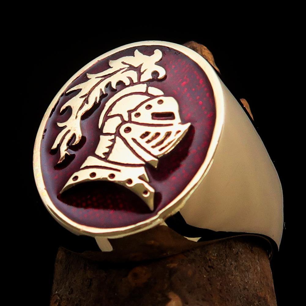 Perfectly crafted Men's Medieval Ring Brave Knight Red - Solid Brass
