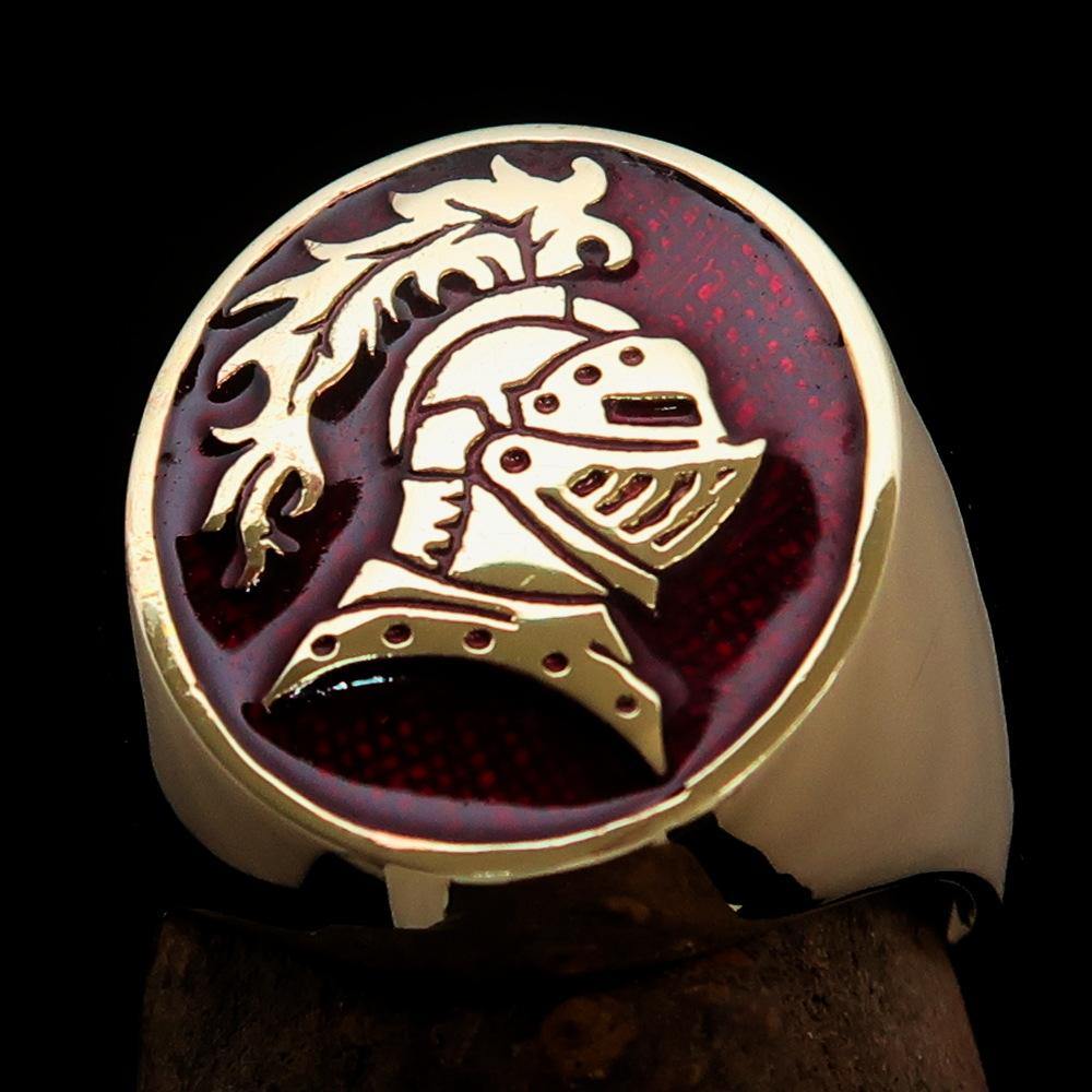 Perfectly crafted Men's Medieval Ring Brave Knight Red - Solid Brass