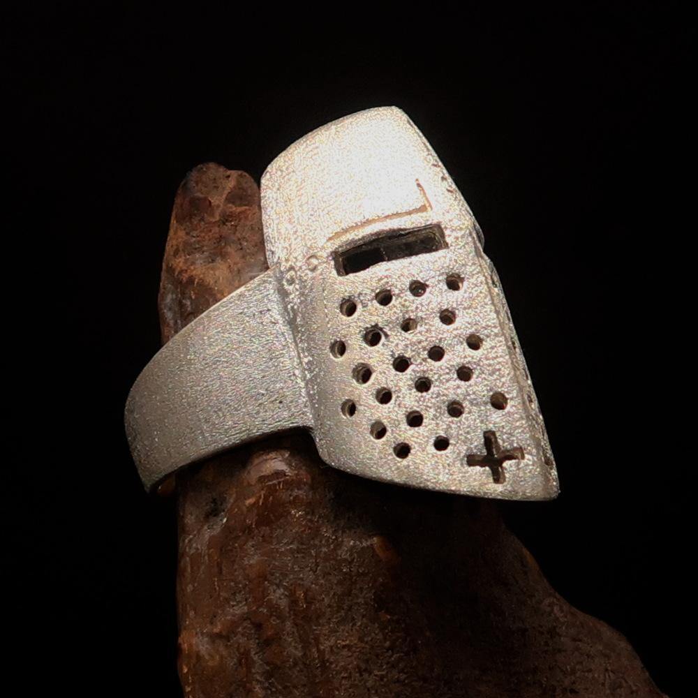 Excellent crafted Two-Tone Matte Sterling Silver Medieval Ring Knight