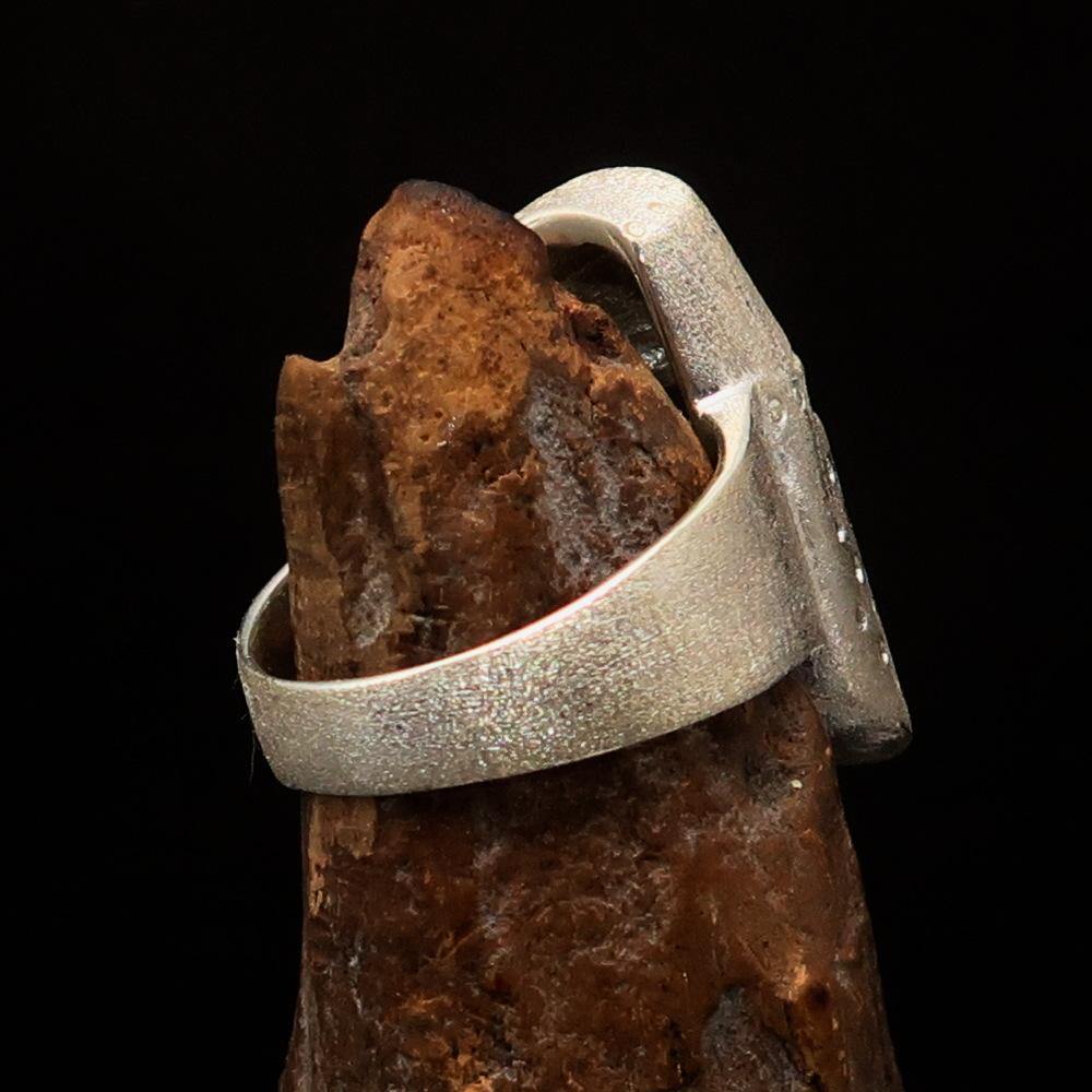 Excellent crafted Two-Tone Matte Sterling Silver Medieval Ring Knight