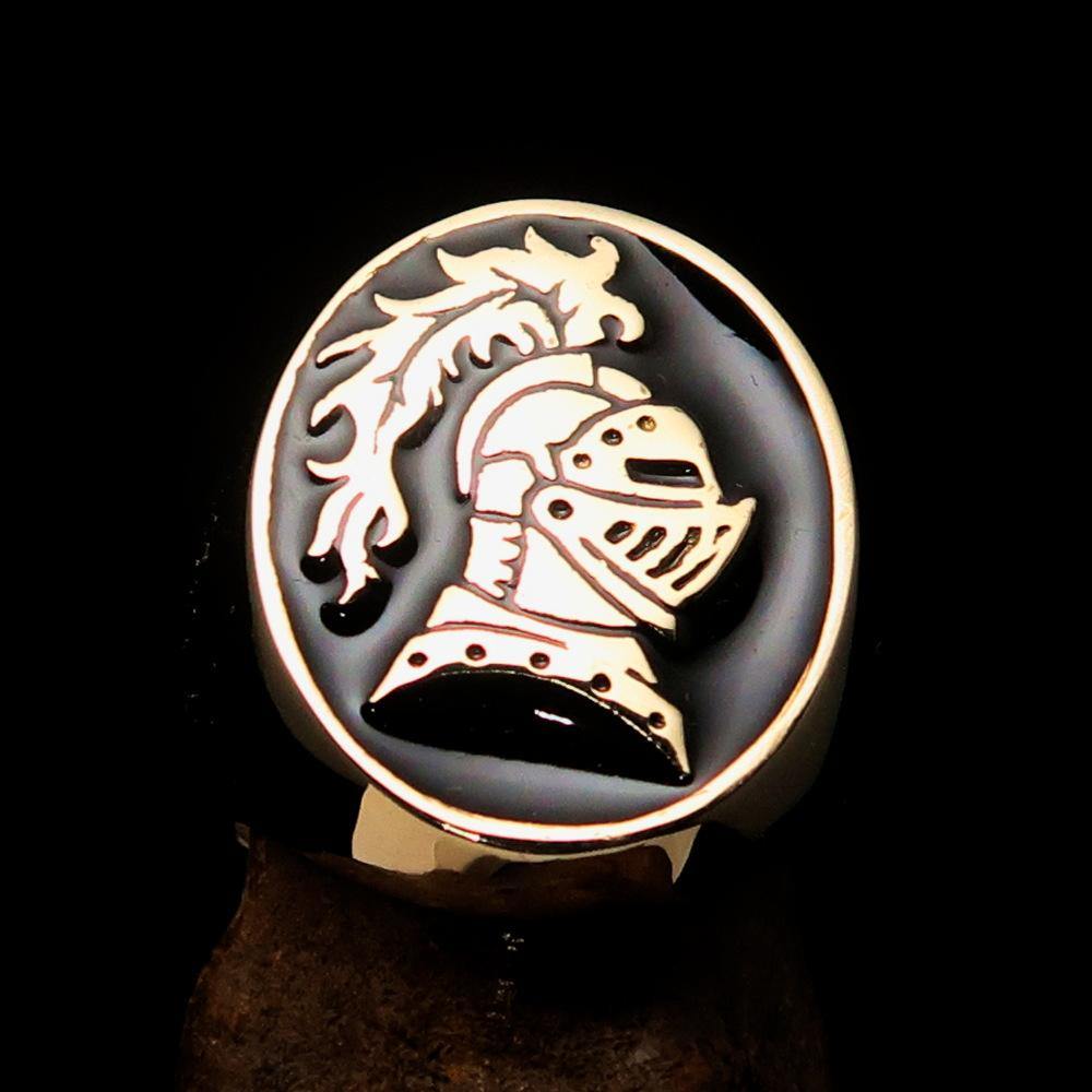 Perfectly crafted Men's Medieval Ring Brave Knight Black - Solid Brass
