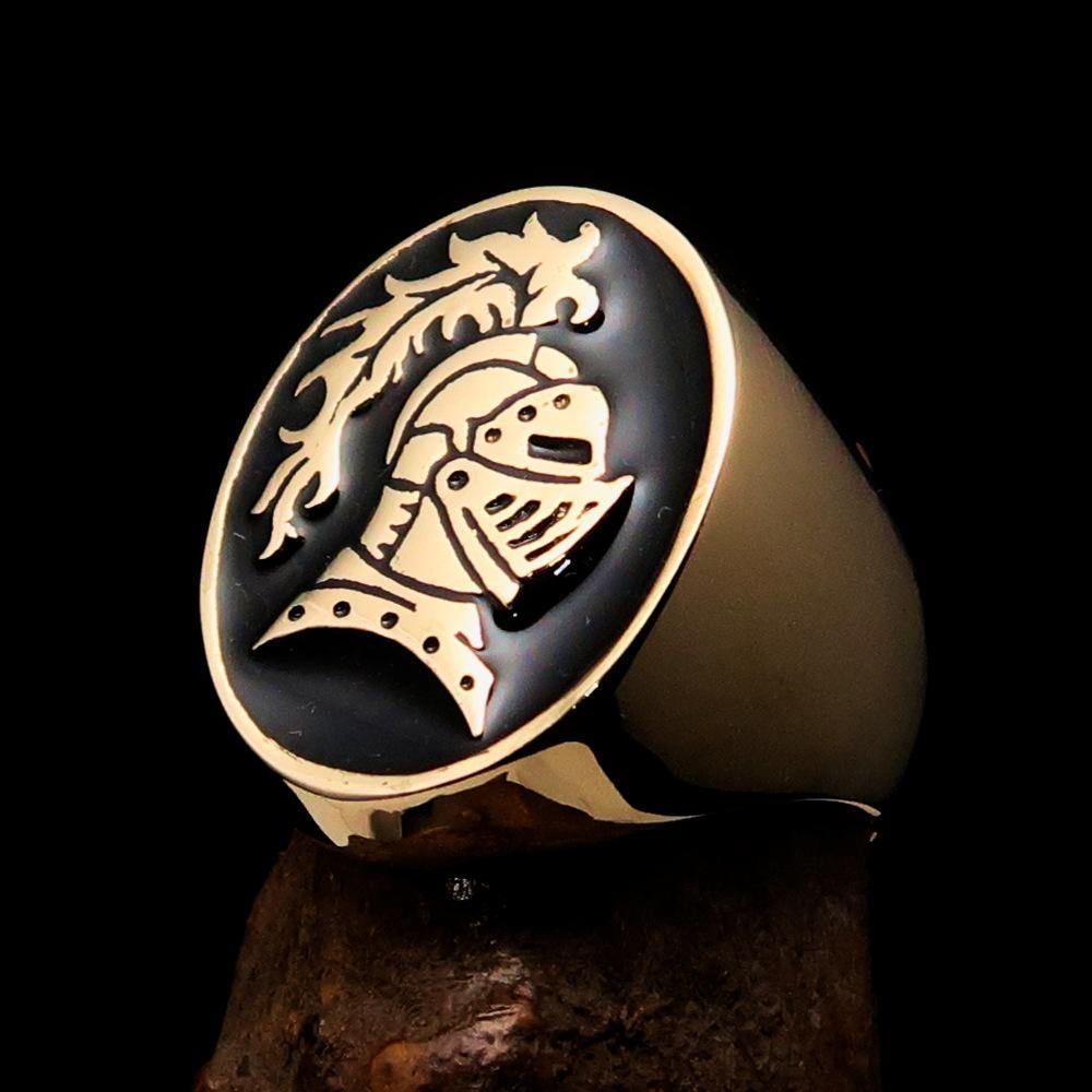 Perfectly crafted Men's Medieval Ring Brave Knight Black - Solid Brass