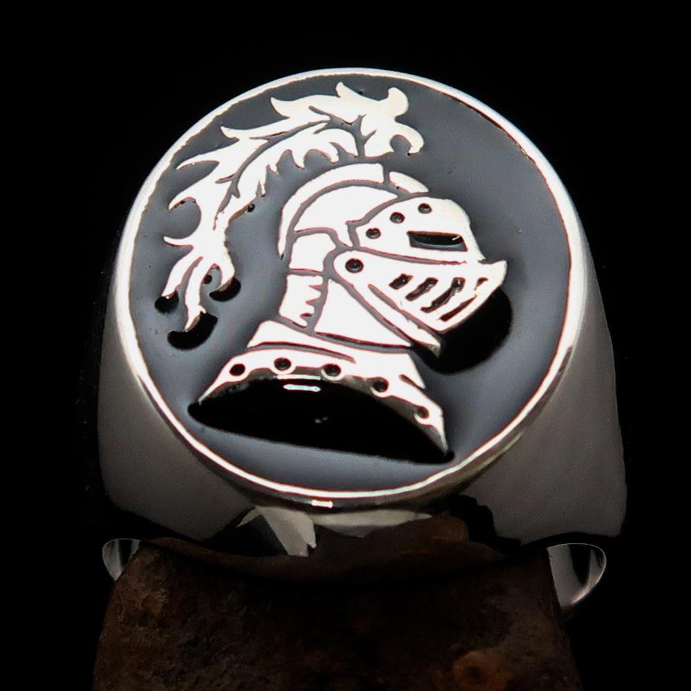 Perfectly crafted Men's Medieval Ring Brave Knight Black - Sterling