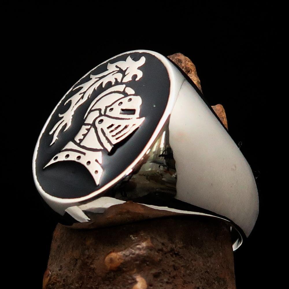Perfectly crafted Men's Medieval Ring Brave Knight Black - Sterling