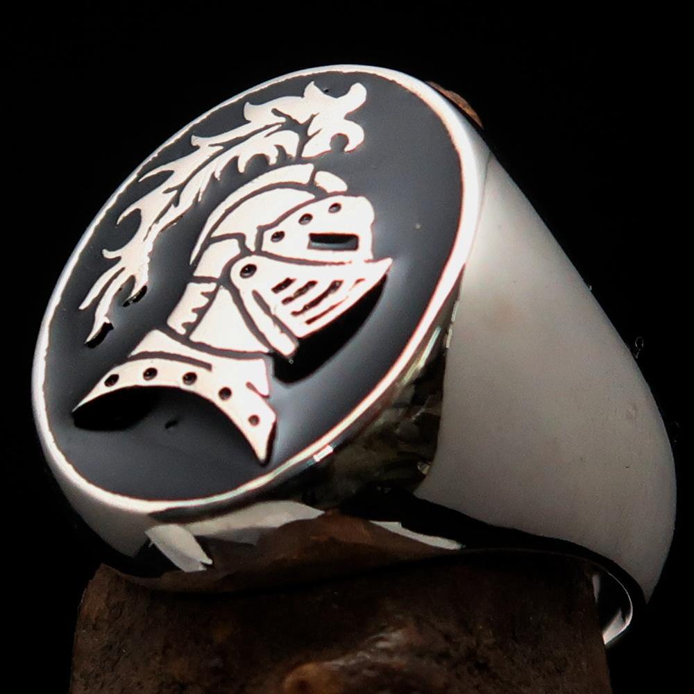 Perfectly crafted Men's Medieval Ring Brave Knight Black - Sterling