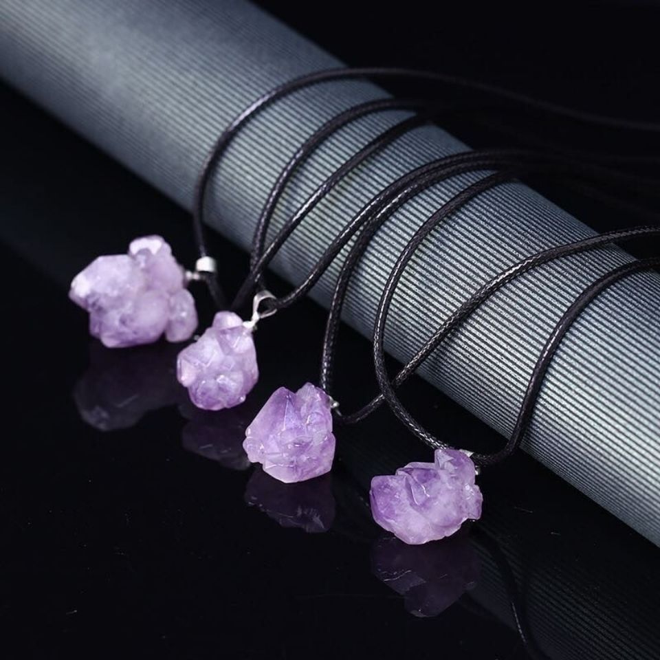 Natural Amethyst Color Fluorite Irregular Necklace