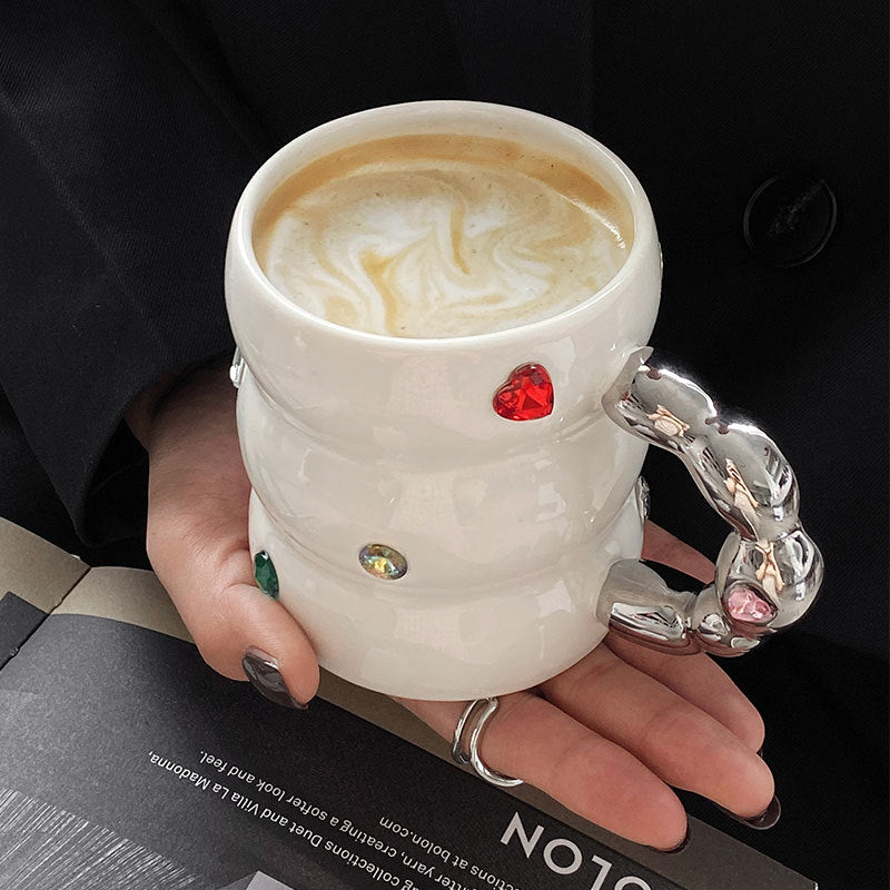 Creative Gem Mug Light Luxury Household Cups Ceramic Good-looking Enamelled Cup Thickened Handle Ceramic Cup