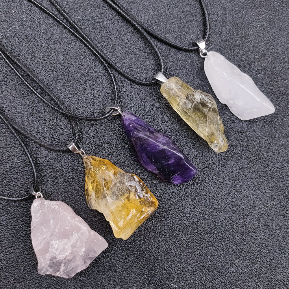 Natural Amethyst Color Fluorite Irregular Necklace