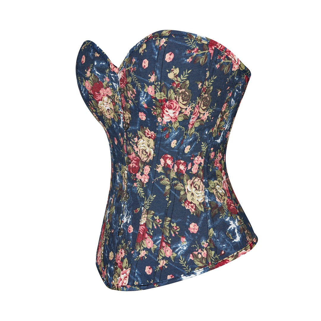 Retro Little Blue Flowers Corset Women's Bodybuilding Corset