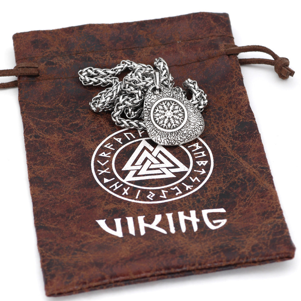 European And American Retro Logo Full Meter Compass Viking Pendant Necklace
