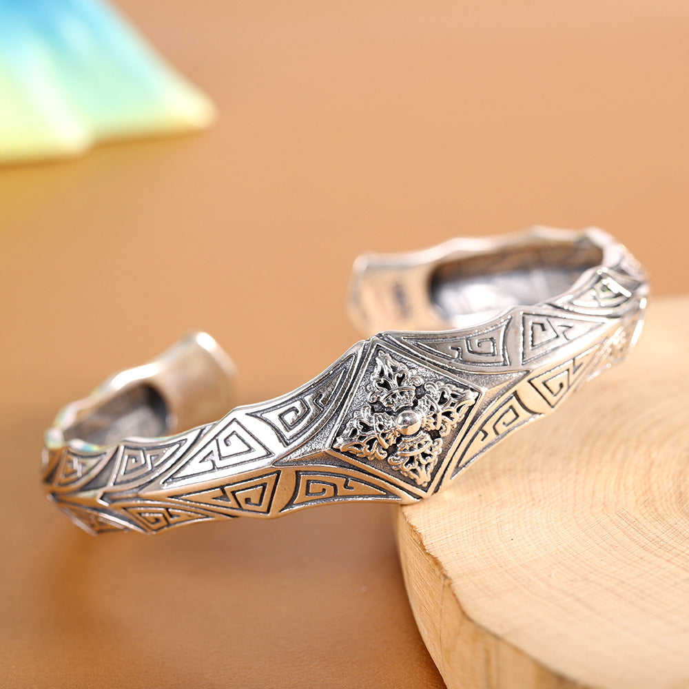 Personality Retro Vajra Men's Bracelet Punk Silver Bracelet