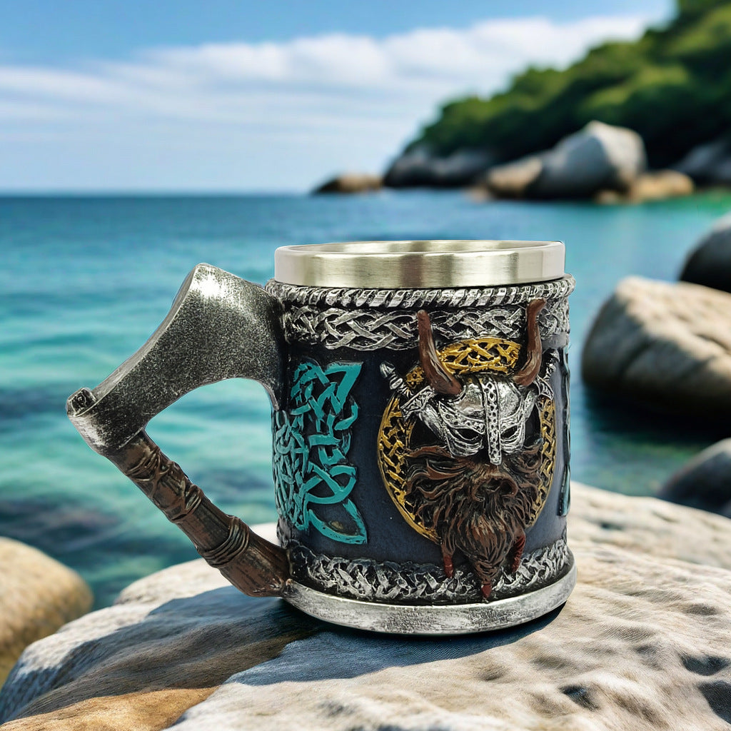 European Medieval Omahawk Viking Character Mark Coffee Cup