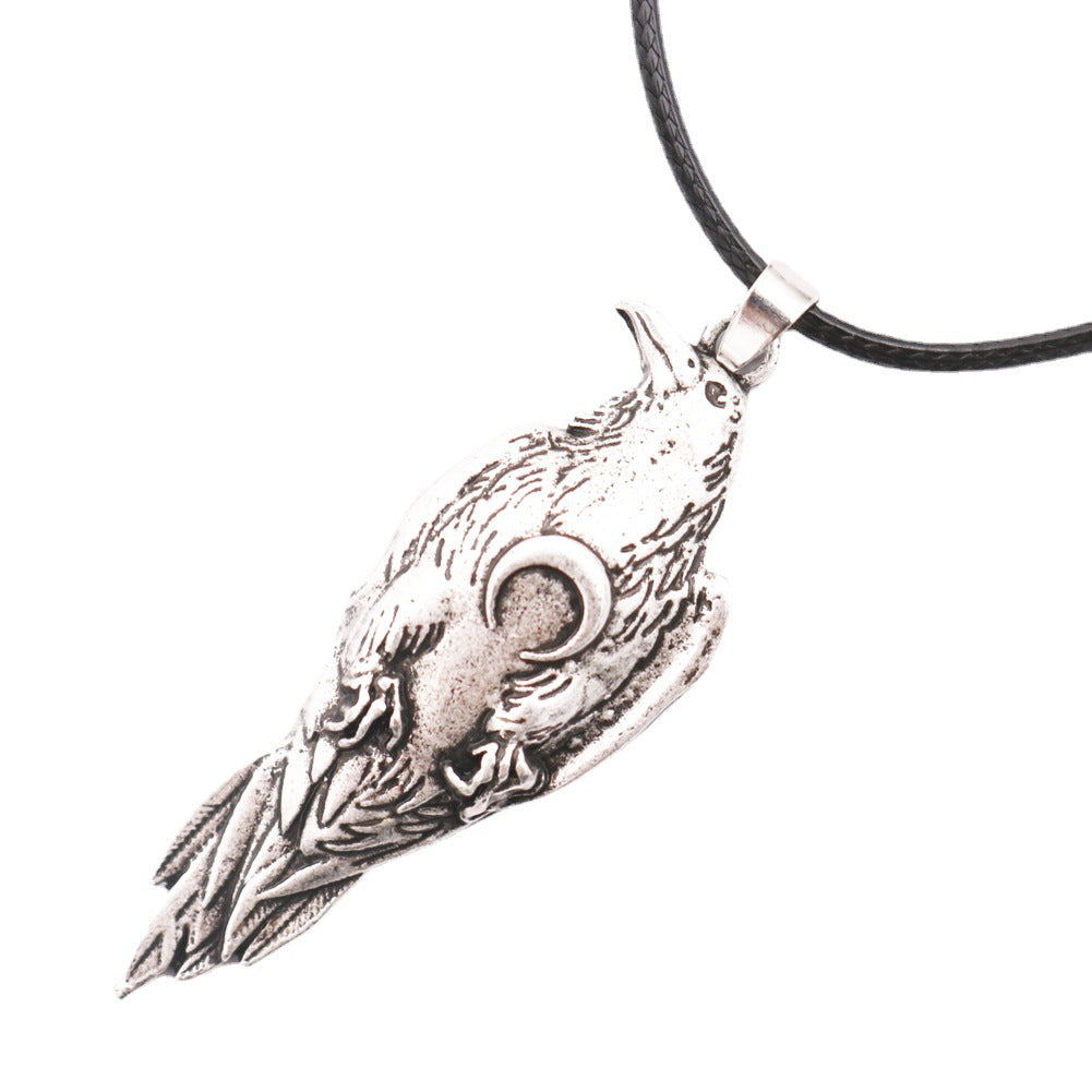 Viking Crow Metal Necklace Punk Bird Crow Pendant