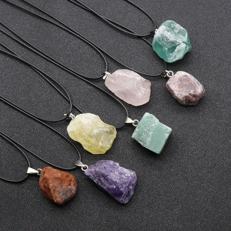 Natural Amethyst Color Fluorite Irregular Necklace