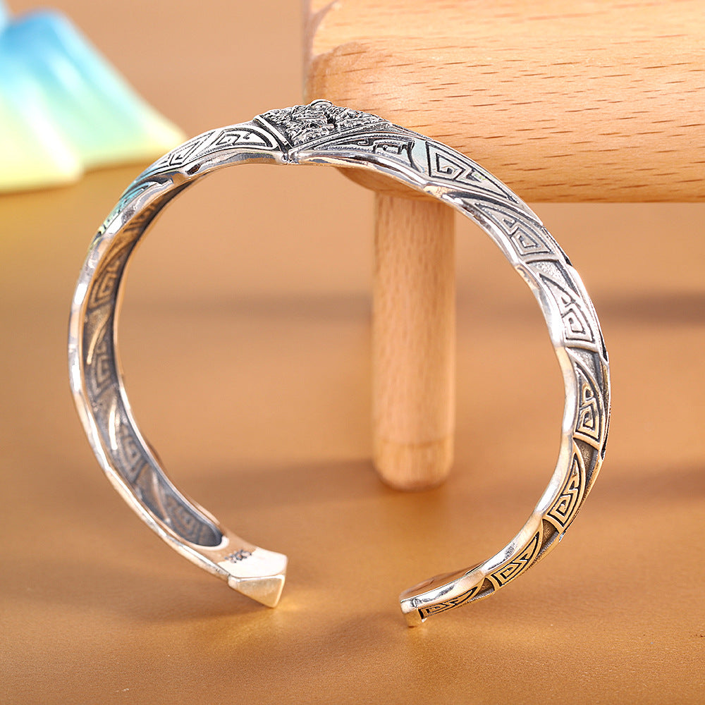 Personality Retro Vajra Men's Bracelet Punk Silver Bracelet
