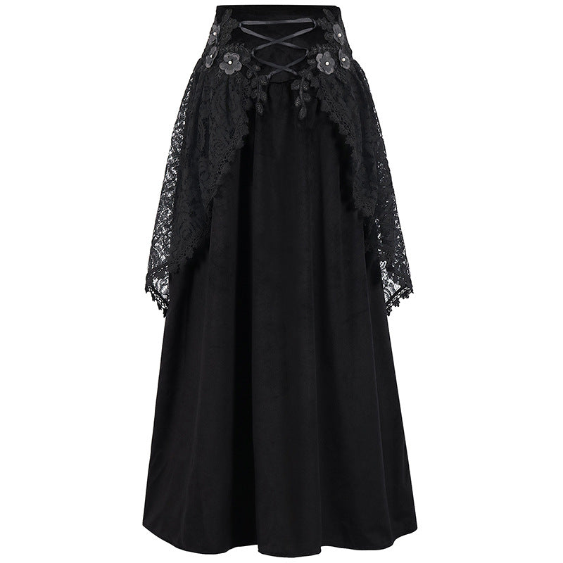 Fashion Gothic Style Lace-up Waist Women's Skirt