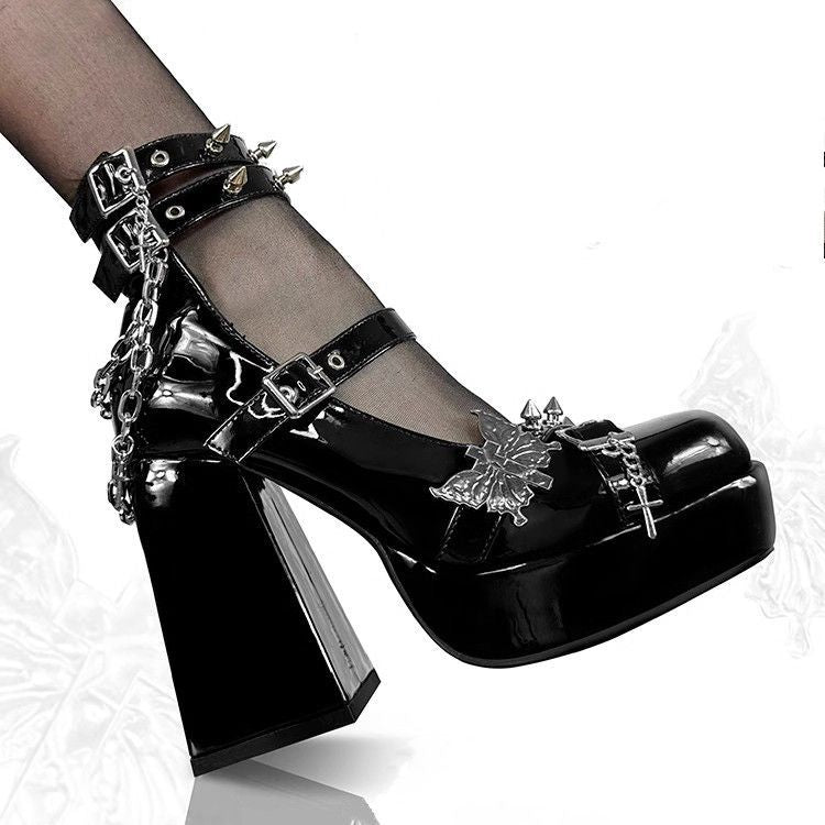 Women's Fashion Butterfly High Heels Punk Platform