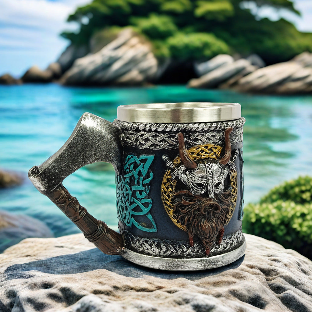European Medieval Omahawk Viking Character Mark Coffee Cup