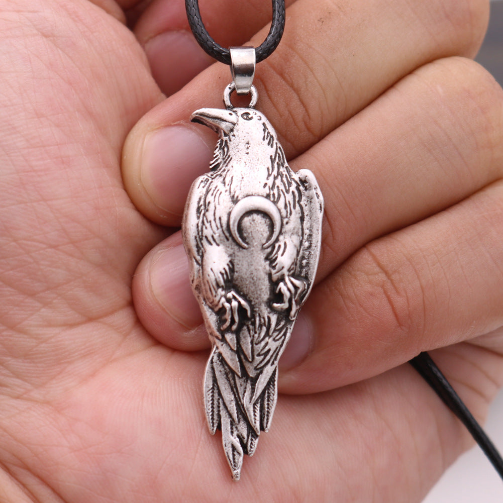 Viking Crow Metal Necklace Punk Bird Crow Pendant