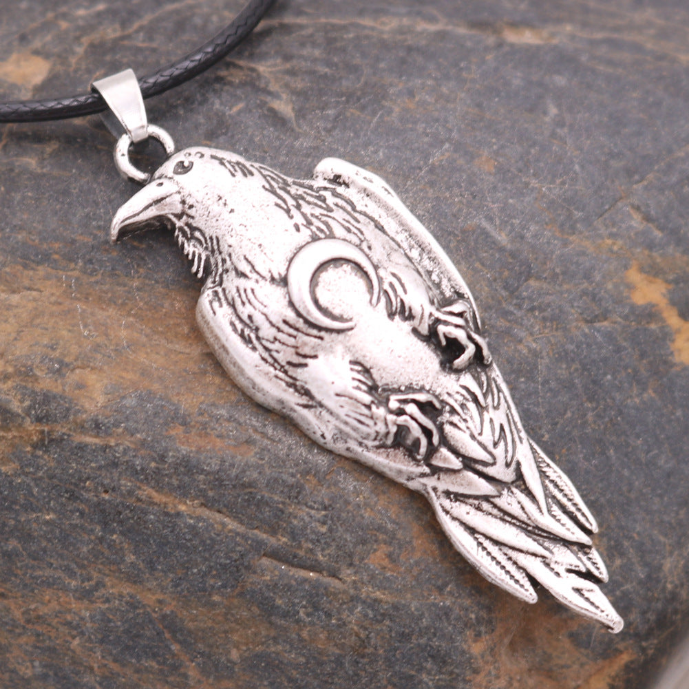 Viking Crow Metal Necklace Punk Bird Crow Pendant