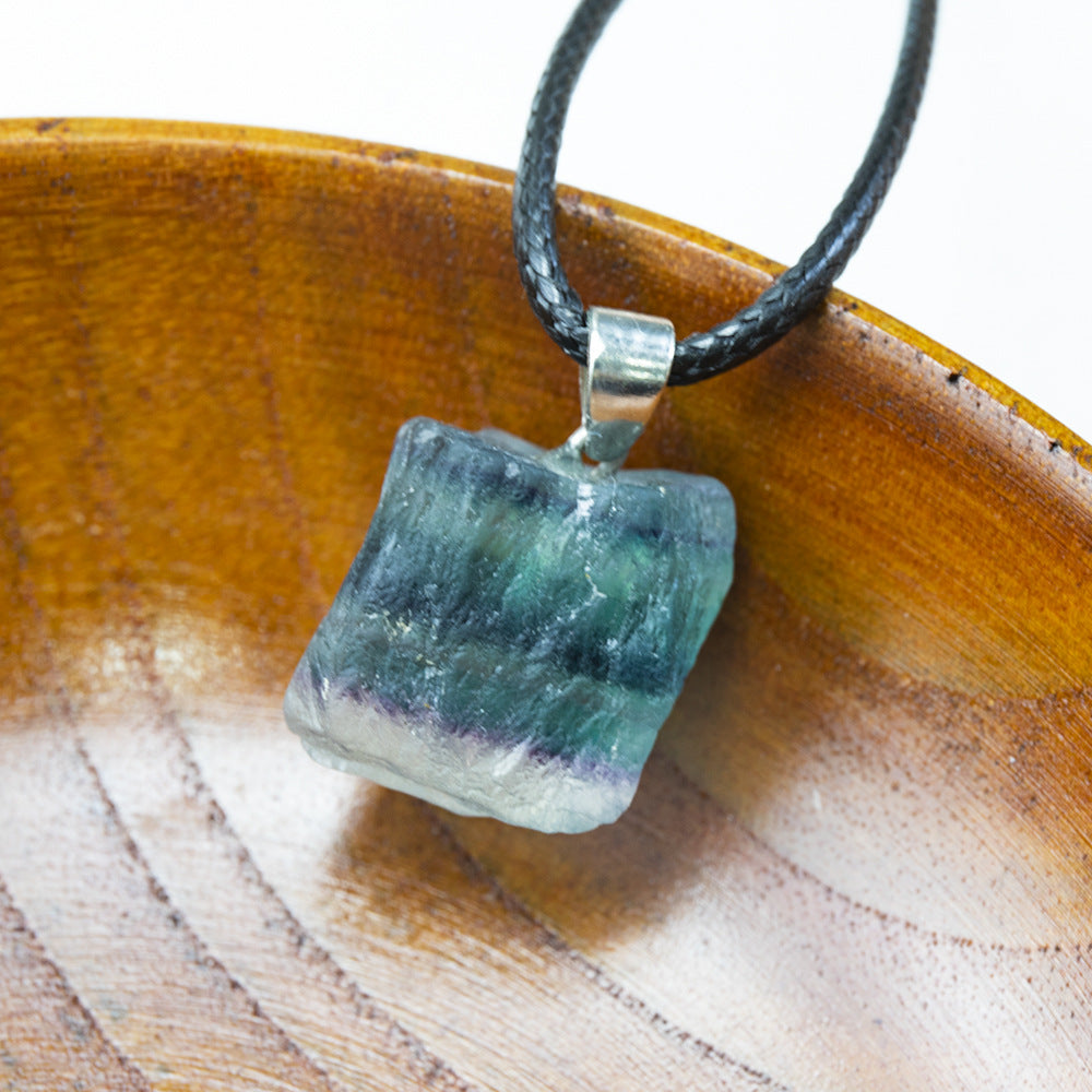 Natural Amethyst Color Fluorite Irregular Necklace