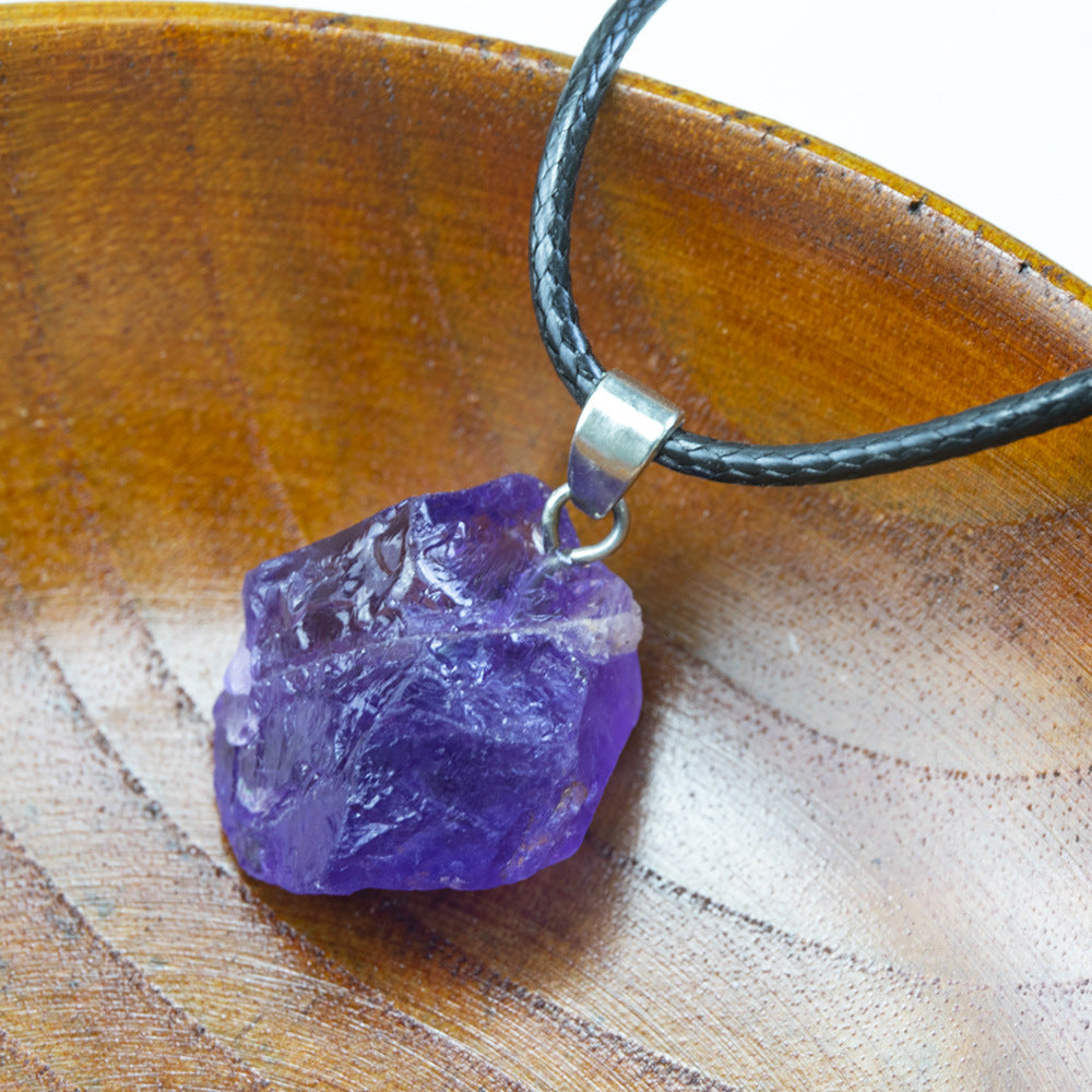 Natural Amethyst Color Fluorite Irregular Necklace