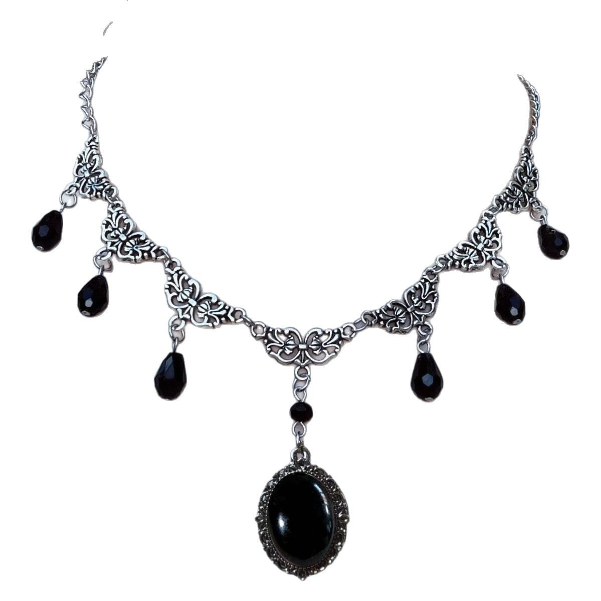Gothic Punk Original Black Water Drop Glass Necklace