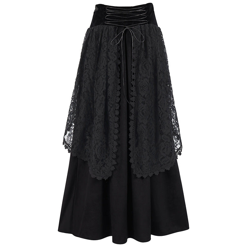 Fashion Gothic Style Lace-up Waist Women's Skirt