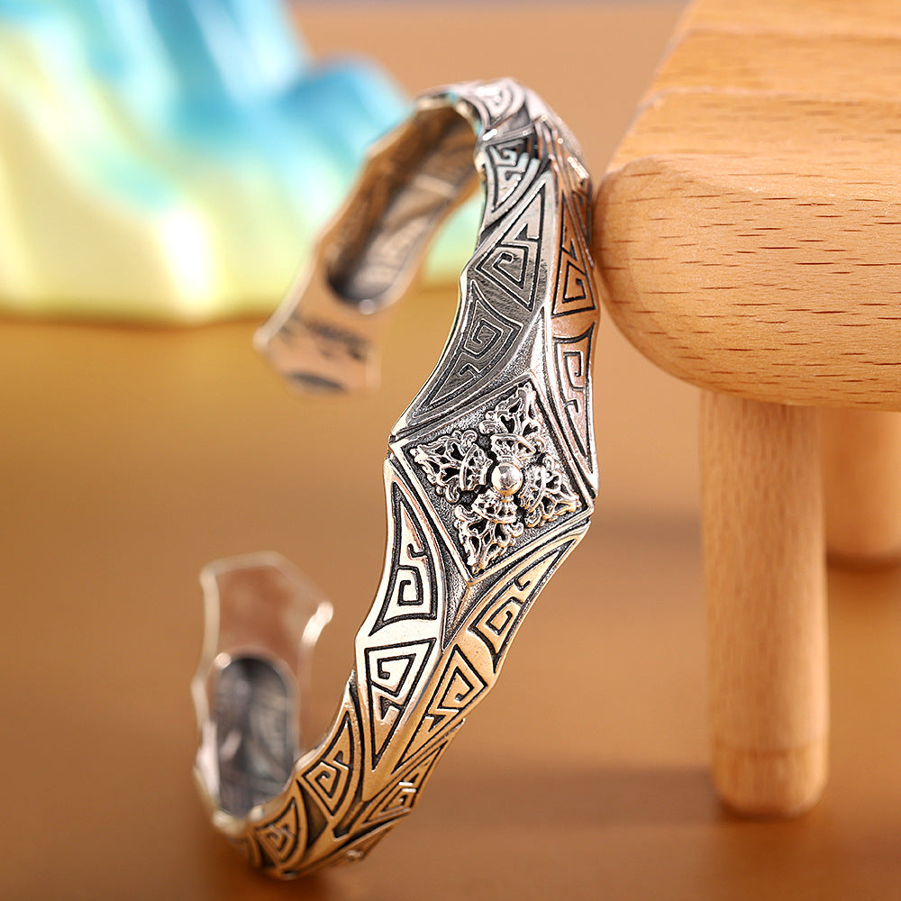 Personality Retro Vajra Men's Bracelet Punk Silver Bracelet