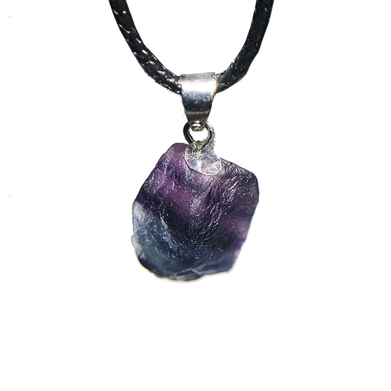 Natural Amethyst Color Fluorite Irregular Necklace