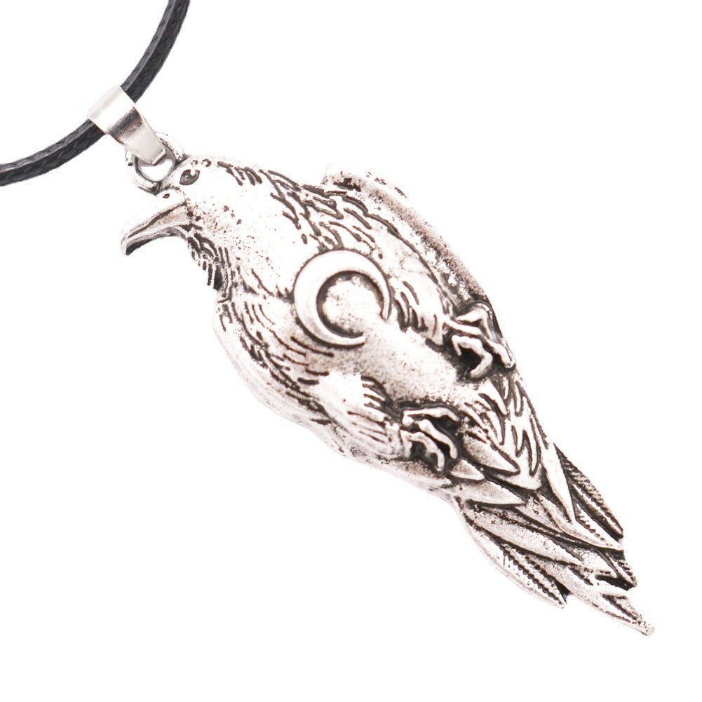 Viking Crow Metal Necklace Punk Bird Crow Pendant