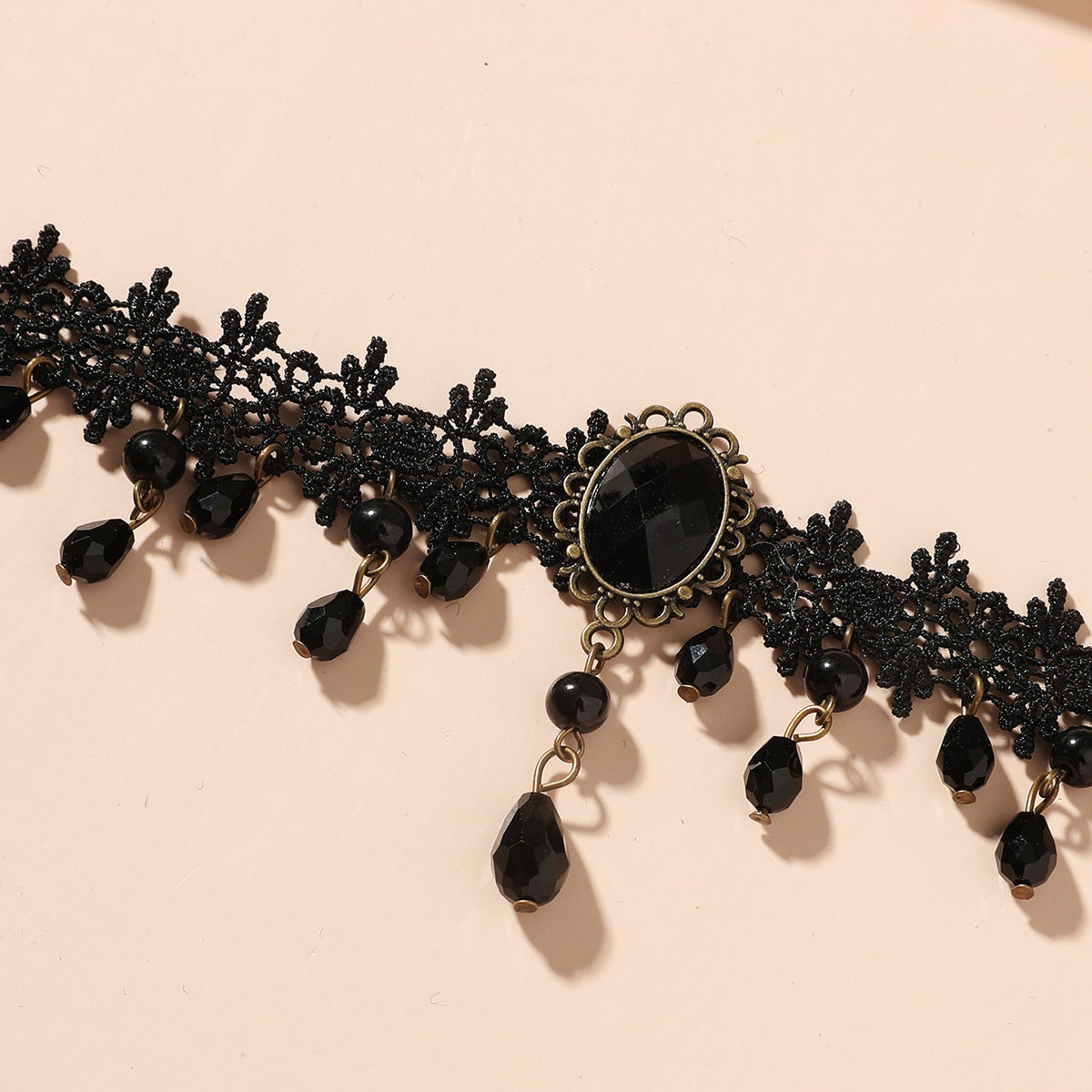 Vintage Black Lace Gothic Exaggerating Pendant Lace Necklace