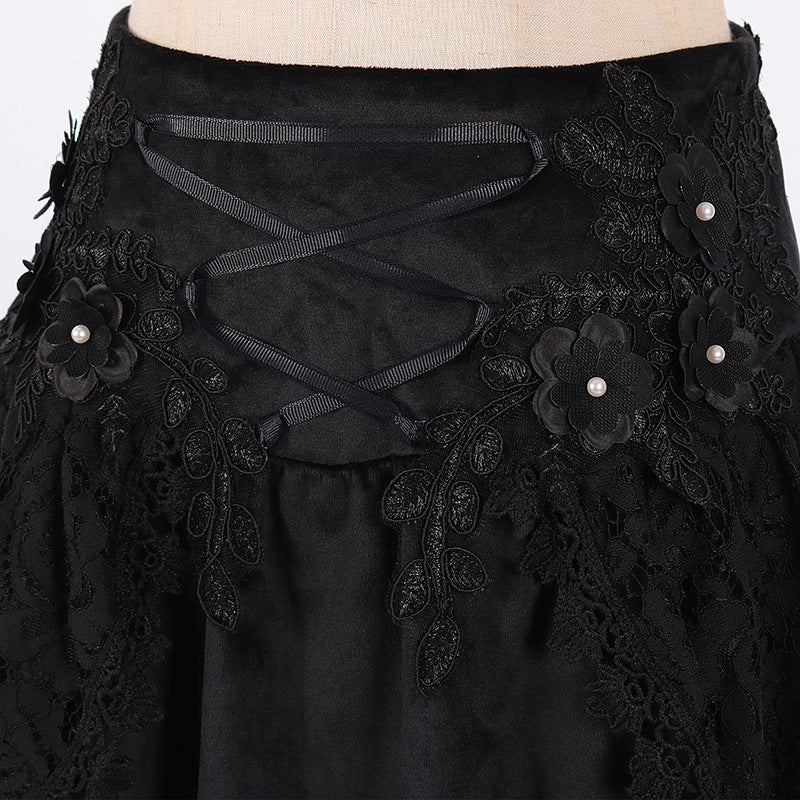 Fashion Gothic Style Lace-up Waist Women's Skirt