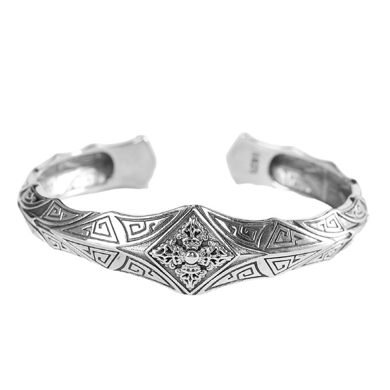 Personality Retro Vajra Men's Bracelet Punk Silver Bracelet