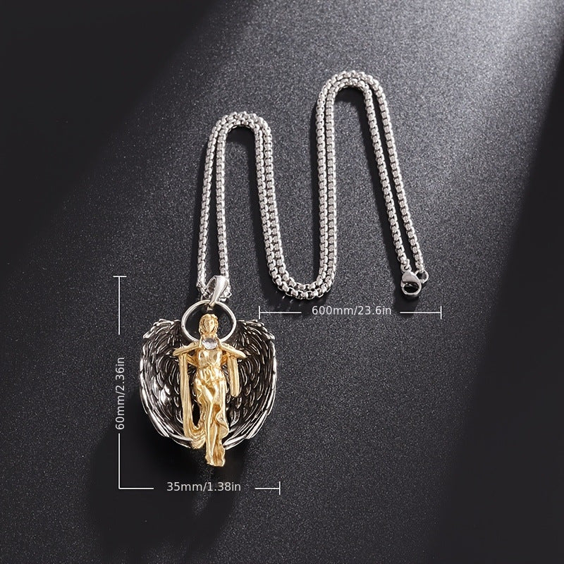 Retro Europe And America Fashion Virgin Necklace Redemption Light Angel Wings Goddess